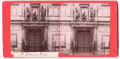 Stereo-Fotografie G. Brogi, Firenze, Ansicht Florenz, Baptisterium San Giovanni, Portal