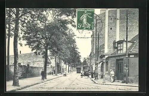 AK Malakoff, Route de Montrouge, prise de la Rue Paul-Bert