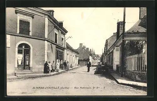 AK St-Mars-d`Outille, Rue Nationale, Strassenpartie im Ort