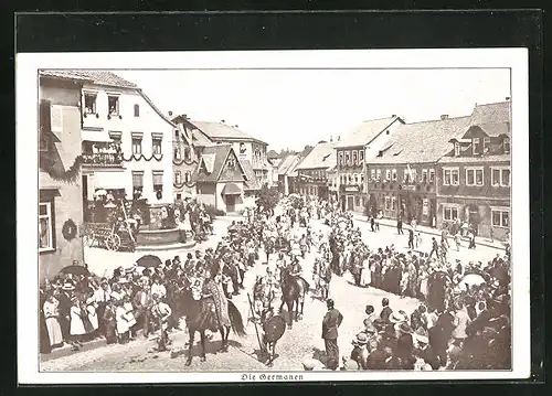 AK Hildburghausen, Marktplatz, Fest Die Germanen