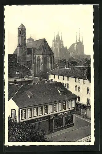 AK Erfurt, Ortspartie mit Blick nach dem Dom