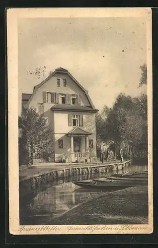 AK Lübbenau, Idyllische Partie am Spreewaldschlösschen