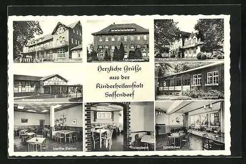 AK Sassendorf, Kinderheilanstalt mit Knabenhaus, Schlsschen und Rolandseck