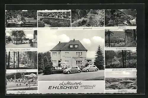 AK Ehlscheid /Westerwald, Hotel Westerwald, Strandbad, Burgfrieden, Fürstenblick, etc.