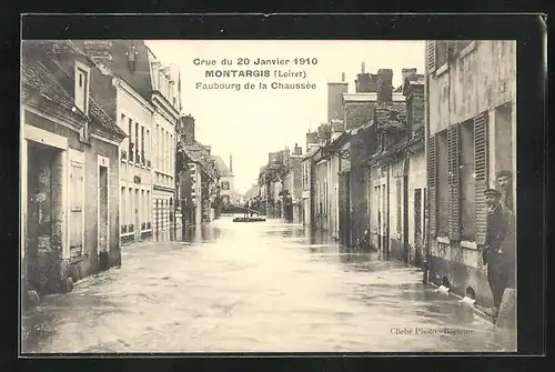 AK Montargis, Crue de 1910, Faubourg de la Chaussée, Hochwasser