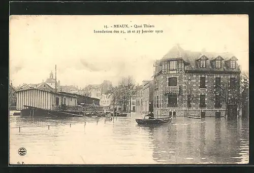 AK Meaux, Inondation 1910, Quai Tiers, Hochwasser