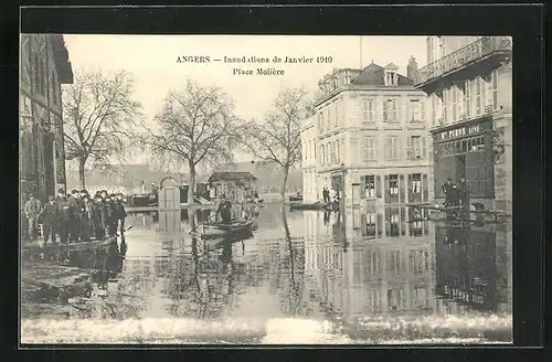 AK Angers, Inondations 1910, Place Molière
