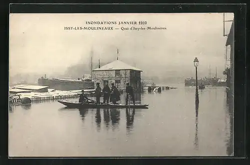 AK Issy-les-Moulineaux, Inondations 1910, Quai d`Issy-les-Moulineaux, Hochwasser