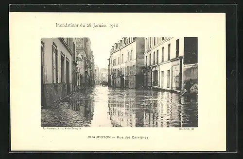 AK Charenton, Inondations du 28 Janvier 1910 - Rue des Carrièrs, Hochwasser