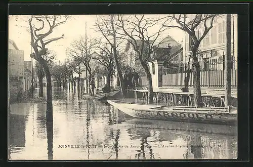 AK Joinville-le-Pont, Inondations de Janvier 1910 - L`Avenue submergée, Hochwasser