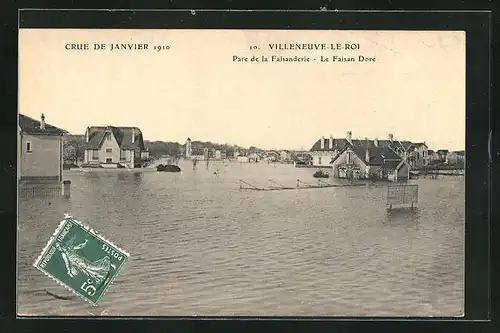 AK Villeneuve-le-Roi, Crue de Hanvier 1910 - Parc de la Faisanerie, Hochwasser