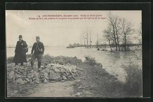 AK Vallée de Saint-Julien, Hochwasser / Inondations 1910, Deichbruch