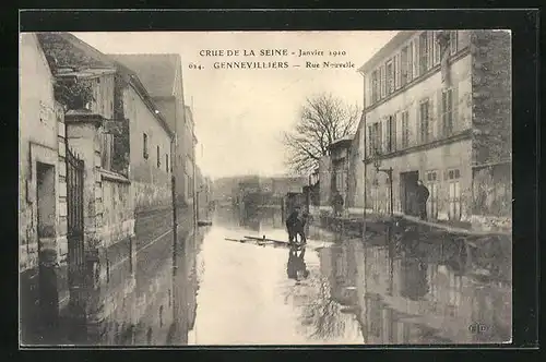 AK Gennevilliers, Hochwasser / Inondations 1910, Rue Nouvelle