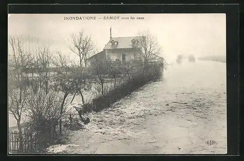AK Samoy, Hochwasser / Inondations, Haus mit überflutetem Garten