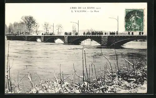 AK Valvins, Hochwasser / Inondation 1910, Le Pont