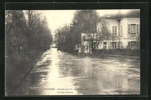 AK Tonnerre, Hochwasser / Crue de 1910, Le brief intérieur