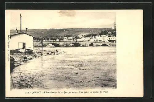 AK Joigny, Hochwasser / Inondations 1910, Vue prise en amont du Pont