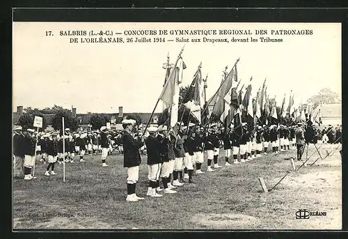 AK Salbris, Turnfest / Concours de Gymnastique Regional des Patronages de l`Orléanais 1914, Salut aux Drapeaux