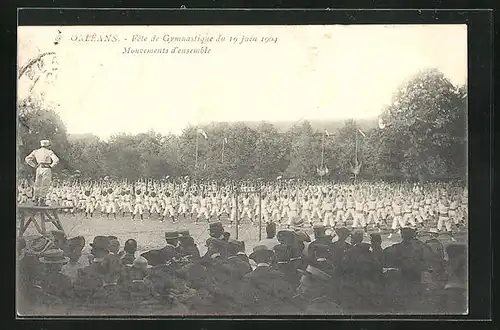 AK Orléans, Fête de Gymnastique du 19 juin 1904 - Mouvements d`ensemble, Turnfest