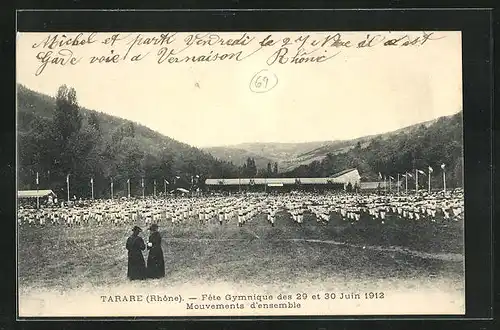 AK Tarate / Rhône, Fête Gymnique 1912, Mouvements d`ensemble