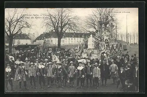 AK Chalon-sur-Saone, Carnaval 1912, Le Char des Reines et son Escorte, Fasching