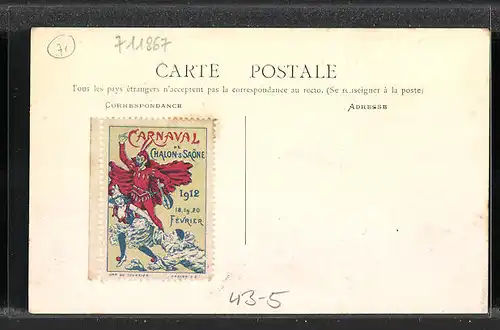 AK Chalon-sur-Saone, Carnaval 1912, Le Char des Reines et son Escorte, Fasching