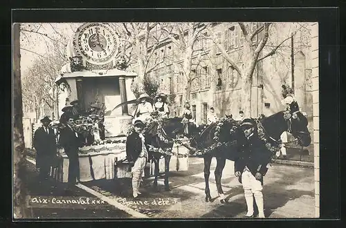 AK Aix-en-Provence, Carnaval XXX, L`heure d`été, Festwagen