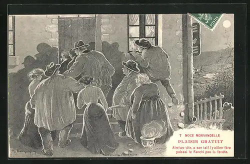 AK Noce Morvandelle, Scène du Sapin - Airrivez vite, a son lai!!..., Hochzeit, Scherz