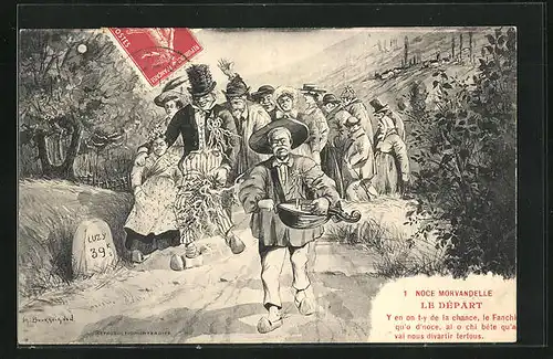 AK Noce Morvandelle, Le Départ, Hochzeit, Scherz