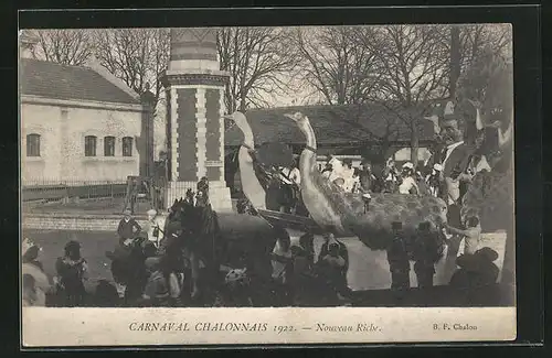 AK Chalon-sur-Saône, Carnaval Chalonnais 1922, Nouveau Riche, Festwagen