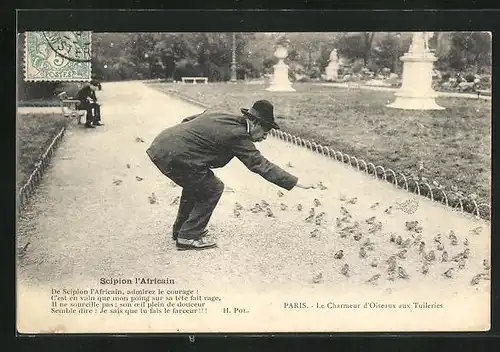 AK Paris, Le Charmeur d`Oiseaux aux Tuileries