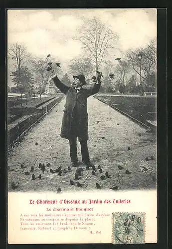 AK Paris, Le Charmeur d`Oiseaux au Jardin des Tuileries