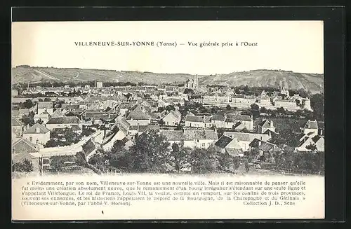 AK Villeneuve-sur-Yonne, Vue generale prise a l'Ouest