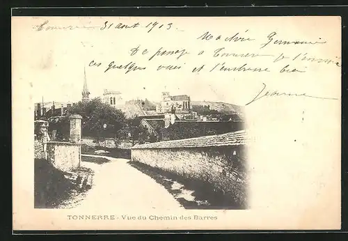 AK Tonnerre, Vue du Chemin des Barres