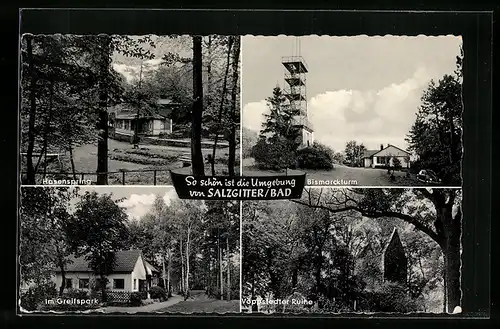 AK Salzgitter-Bad, Bismarckturm, Hasenspring, Im Greifspark
