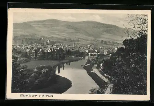 AK Witzenhausen /Werra, Gesamtansicht mit Werrabrücke und Uferstrasse