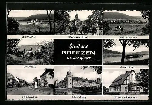 AK Boffzen /Weser, Kinderheim, Gasthof Niedersachsen, Ortsansicht