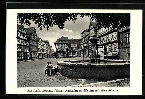 AK Bad Sooden-Allendorf /Werra, Marktplatz Allendorf mit Brunnen