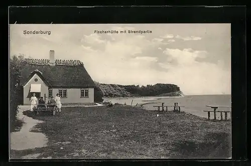 AK Sonderburg, Fischerhütte mit Strandpartie
