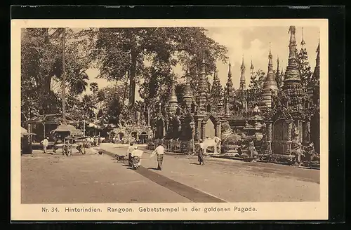 AK Rangoon, Gebetstempel in der goldenen Pagode