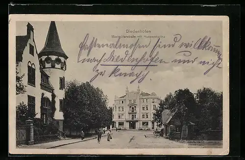 AK Diedenhofen, Maximilianstrasse mit Husarenkasino