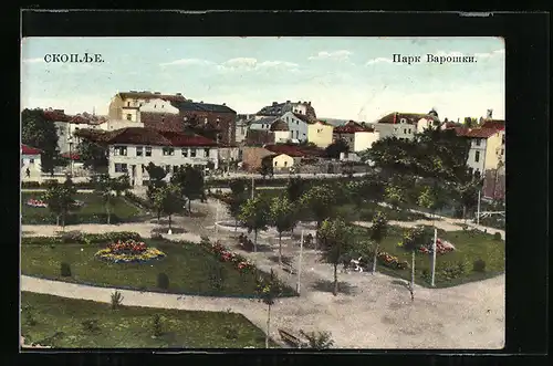 AK Skopje, Parkanlage mit Blick auf den Ort