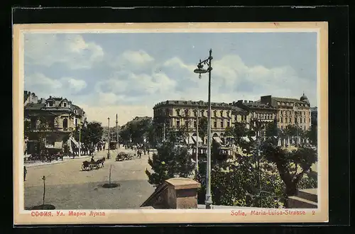 AK Sofia, Strassenbahn auf Stadtplatz