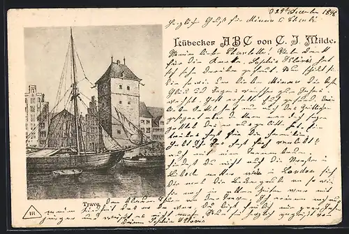 AK Lübeck, Travepartie mit Segelschiff