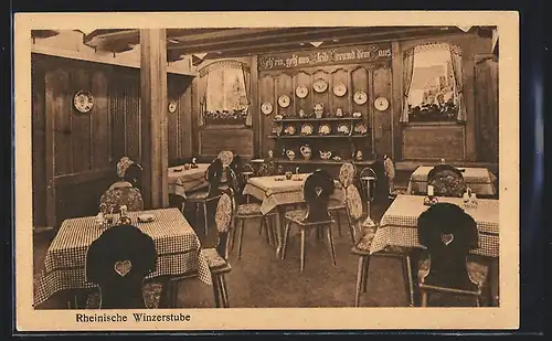 AK Köln, Gasthaus Rheinische Winzerstube in Urban`s Hotel, Trankgasse