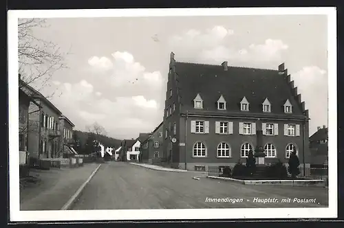 AK Immendingen, Hauptstrasse mit Postamt
