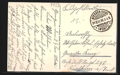 AK Giengen a. Br., Ortsansicht mit Kirche