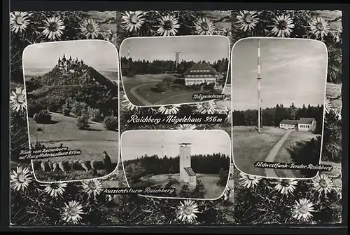 AK Raichberg, das Nägelehaus, Südwestfunk-Sender, Blick vom Zellerhorn, Aussichtsturm