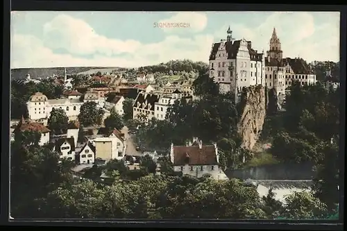 AK Sigmaringen, Stadtansicht mit dem Schloss