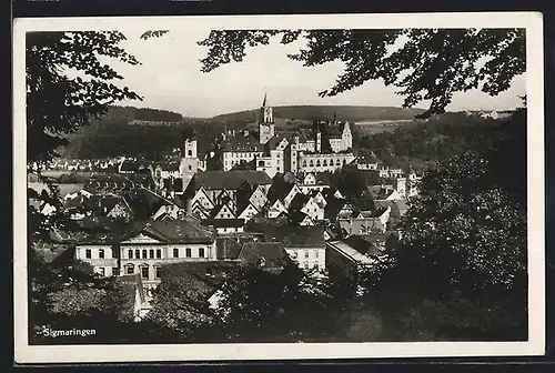 AK Sigmaringen, Stadtansicht mit Blick zum Schloss